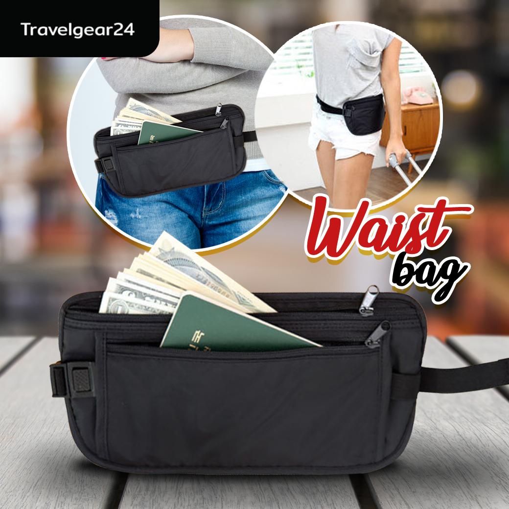TravelGear24 กระเป๋าคาดเอว เป๋าวิ่ง ออกกำลังกาย ยืดได้ ( Black / สีดำ ) l Fashion Sport  Waist Bag - A0351