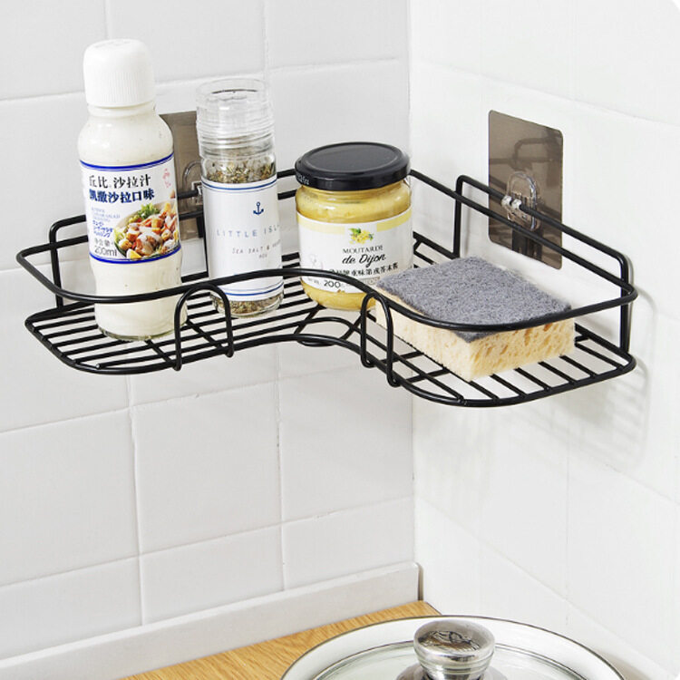 Bathroom Shower Shelf Adhesive Metal Wall Mounted Storage Organized Rack for Shower Caddy Triangle Basket No Drilling Design for Bathroom Bedroom Living Room and Kitchen