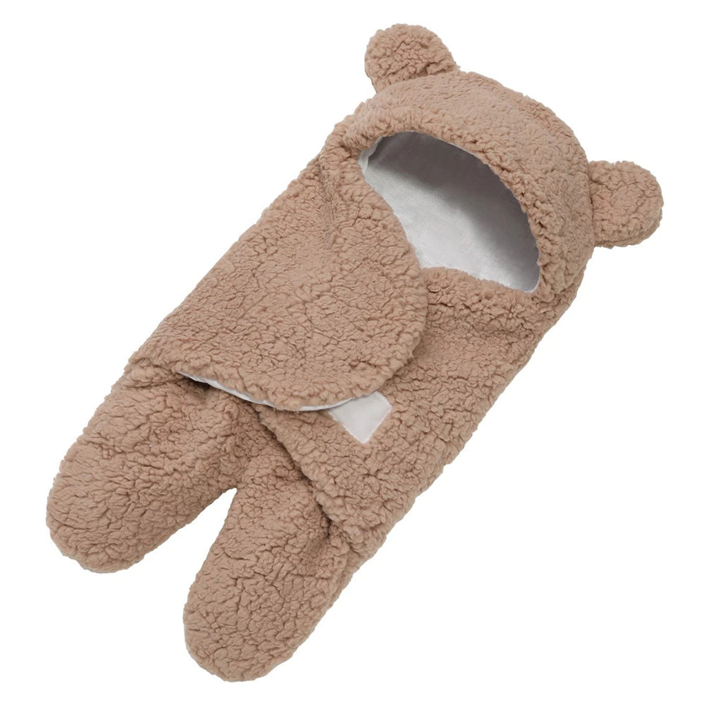 1 ชิ้นน่ารักฤดูหนาวทารกแรกเกิด Sleeping Wrap ผ้าห่มเด็กผ้าฝ้าย Plush Swaddle Wrap สําหรับ 0-3 เดือน Ultra-Soft Babi