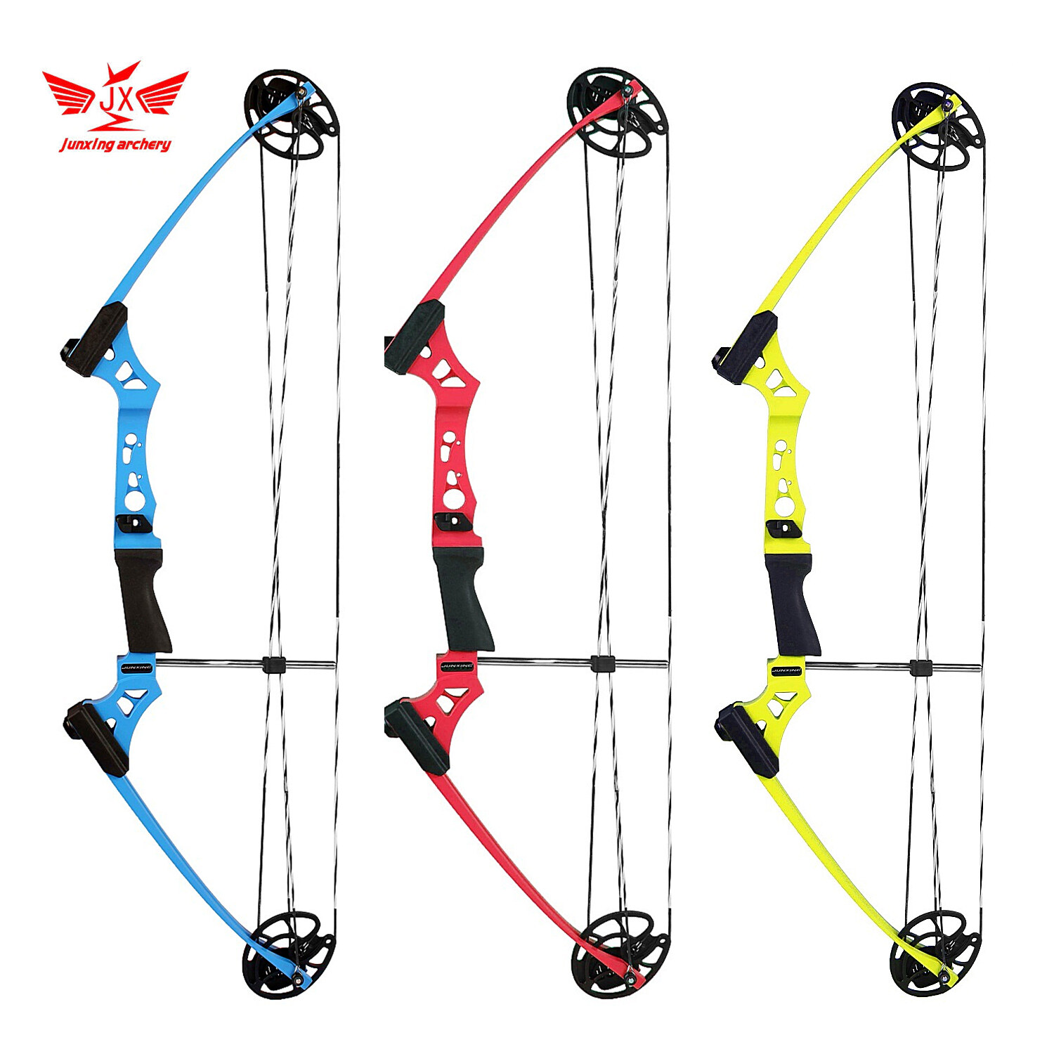 10-20 Pounds Junxing J007 (มือขวา RH) Compound Bow with Aluminum Handle and Glass Fiber Bow Limbs for Children Games