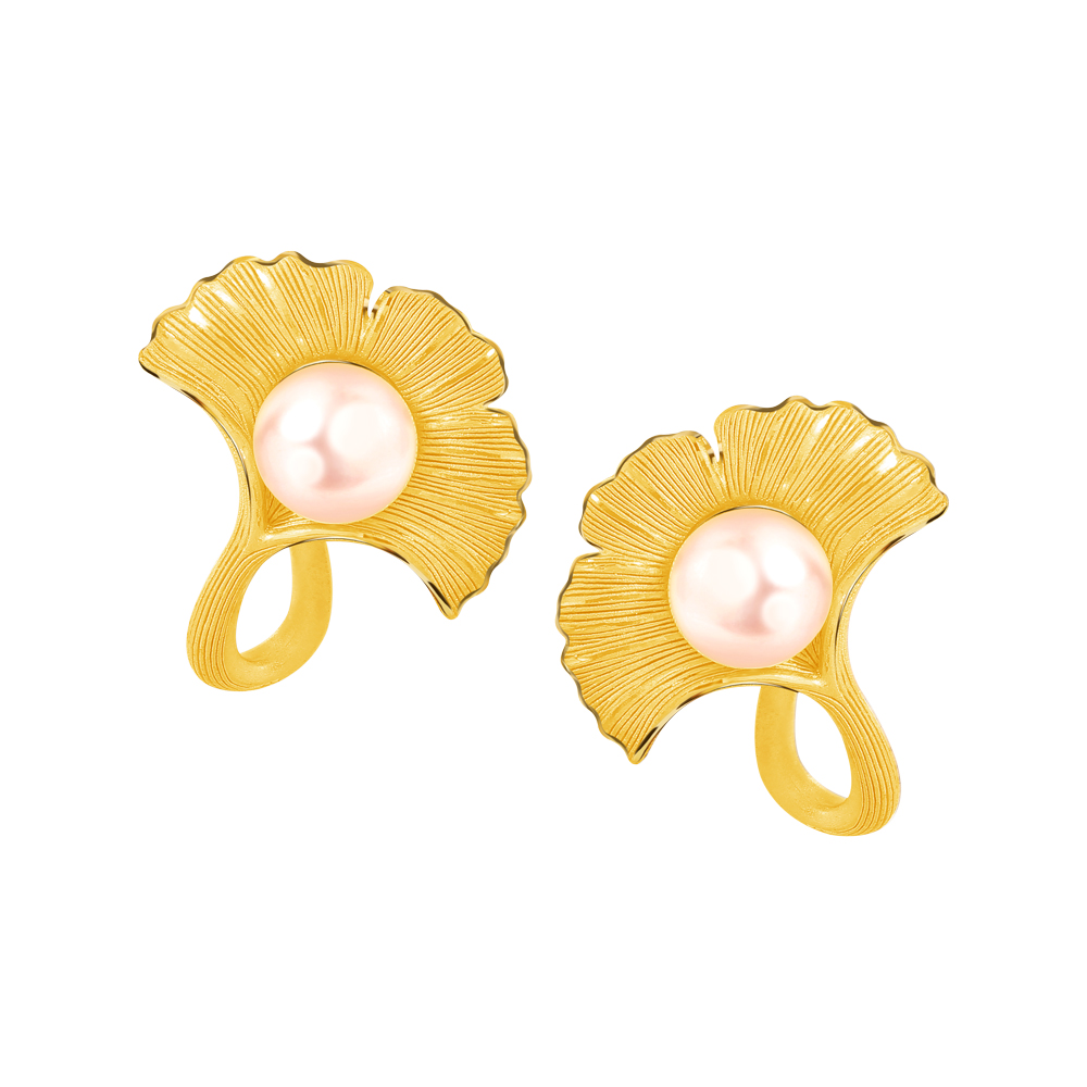 PRIMA ต่างหูทองคำ 99.9% ประดับไข่มุก Grand Gingko Collection 165E0988-18 ราคา 55,600 บาท*ส่งฟรี