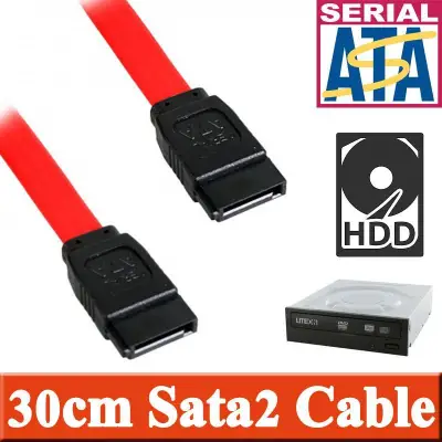 สาย Sata 2.0 ยาว 30cm ใช้เชื่อมต่อ HDD,DVD-RW ภายใน กับเมนบอร์ด (Serial ATA SATA 2 Cable) สายฮาร์ดไดรฟ์ข้อมูล SATA 2.0 สายข้อมูลตรงผ่านขั้วต่อสายต่อสายคอมพิวเตอร์ Serial ATA SATA 2.0 ข้อมูล RAID ฮาร์ดดิสก์ไดรฟ์สายสัญญาณสีแดง - นานาชาติ