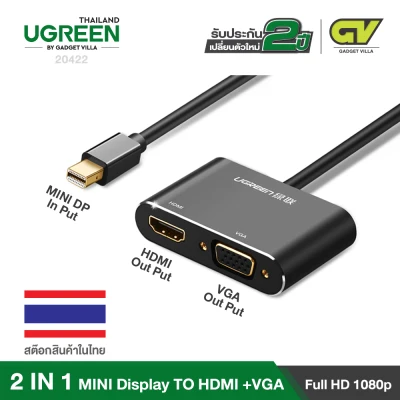 UGREEN - 20422 Mini DisplayPort (Thunderbolt) to HDMI VGA Adapter Compatible with Macbook Pro Air iMac Surface Pro Support 4K (BLK)