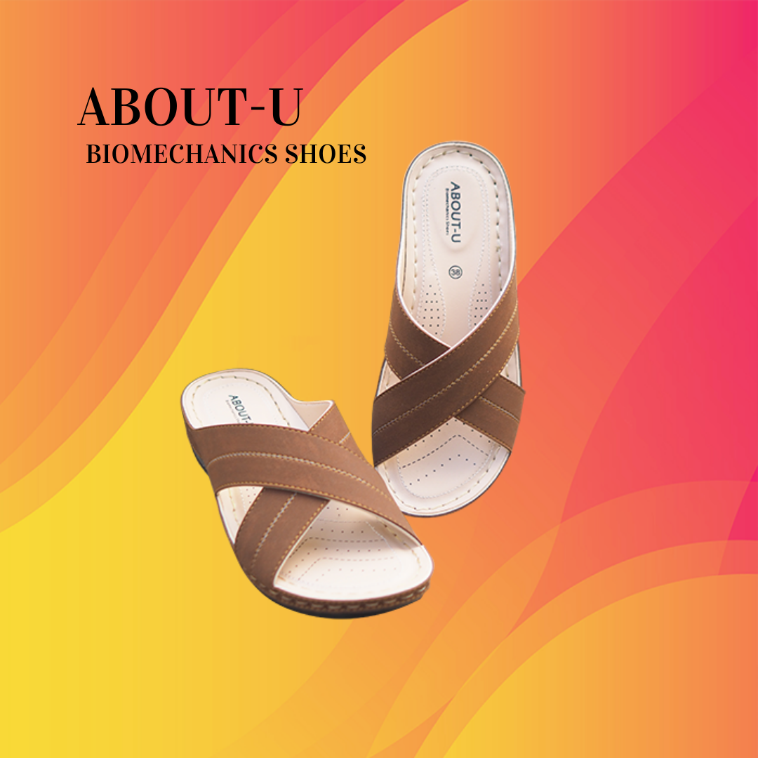 ABOUT-U รองเท้าเพื่อสุขภาพ สวมใส่ สำหรับผู้หญิง ลดการเมื่อยเท้า ราคาสุดคุ้ม หน้าไขว้ หนังกลับ เพิ่มความหรู