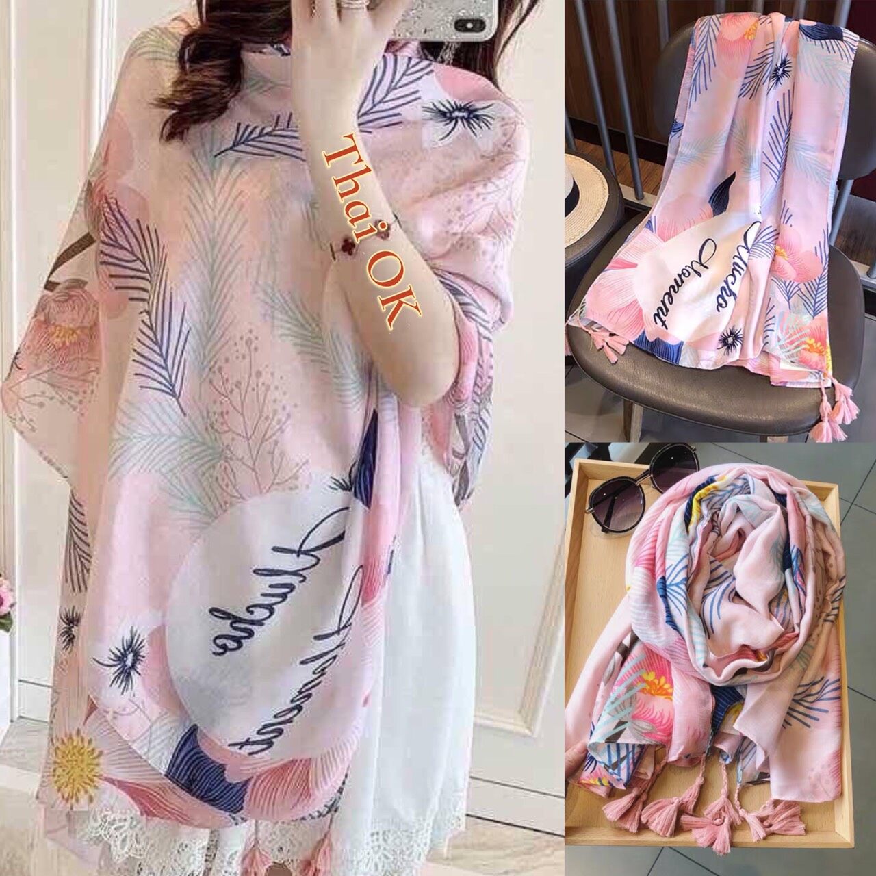 ผ้าพันคอ ผ้าคลุมไหล่ แฟชั่น ผ้าพันคอหญิง scarf&shawl scarves ผ้าคลุมไหล่สไตล์โบฮีเมียน #ผ้าหนา กันแดก กันลม