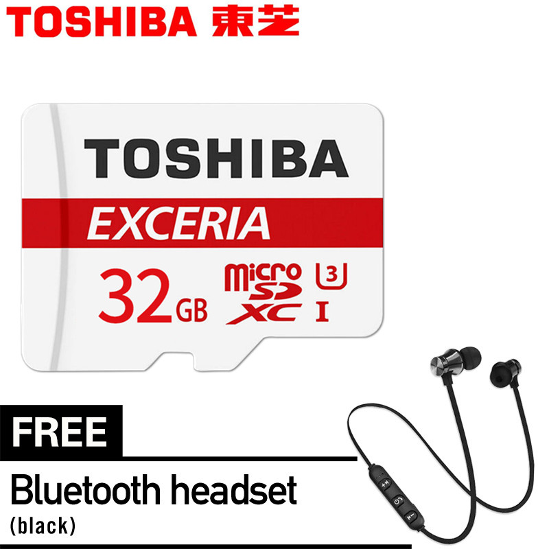 TOSHIBA Original 32G Class 10 TF Card Mobile Phone Memery Card Micro SD Card 20M/S Writing พร้อม หูฟังบลูทูธ XT11ฟรี