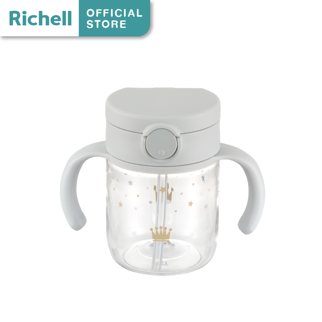 Richell(ริเชลล์) New! AXSTARS(อัสตร้า) แก้วหลอดดูดกันสำลัก คว่ำไม่หก (200 มล.)