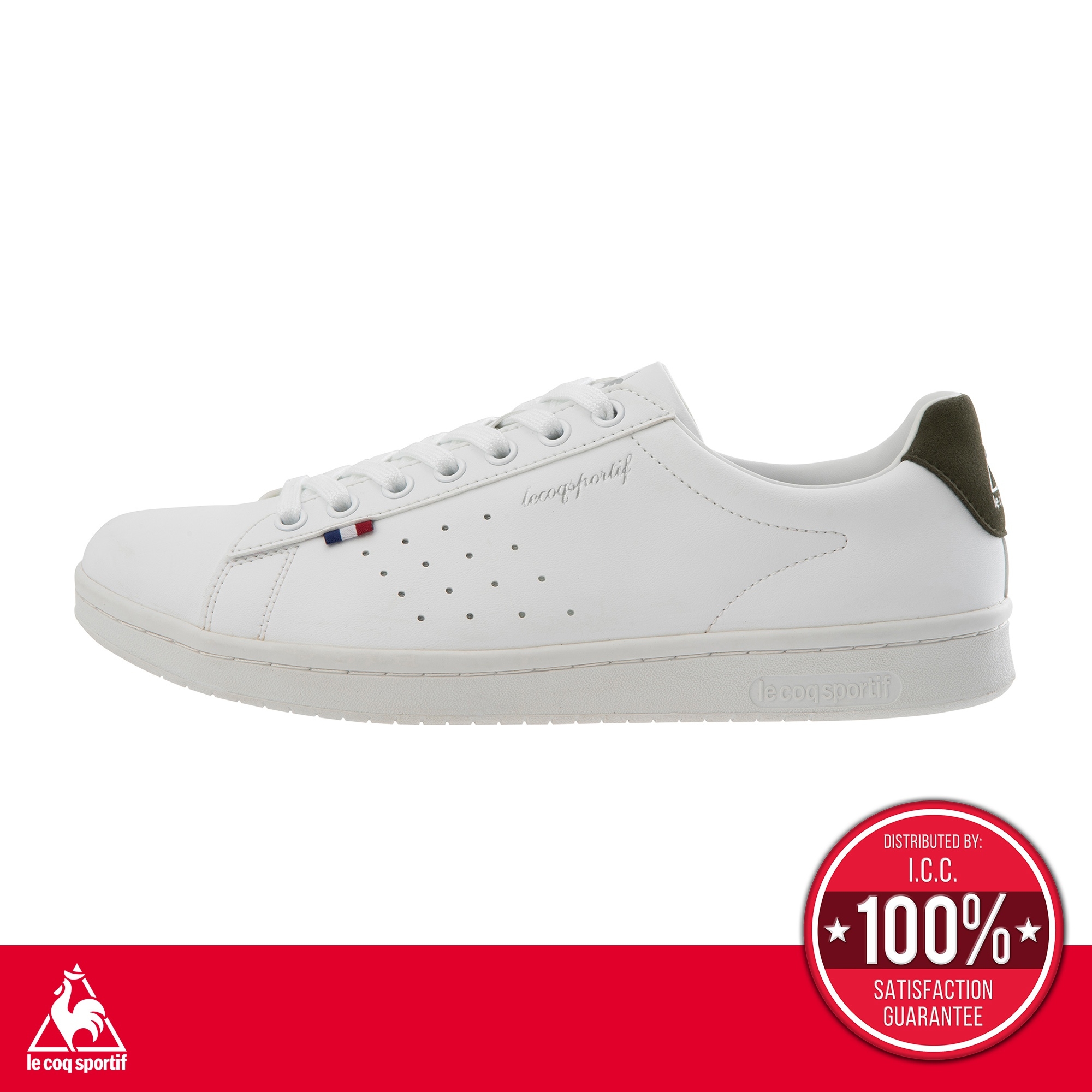 le coq sportif รองเท้าชาย-หญิง รุ่น LA ROLAND SL สีขาว-เขียว (รองเท้าผ้าใบสีขาว, รองเท้าแฟชั่น, แบบผูกเชือก, Unisex, lecoq, เลอค็อก, รองเท้า, รองเท้าหนัง)