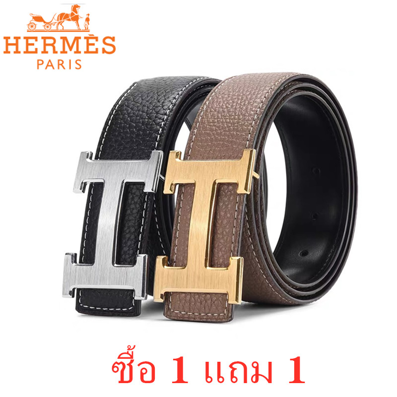 [ซื้อ1แถม1] Hermès เข็มขัดหนัง ผู้ชาย รับประกันคุณภาพสินค้า เข็มขัดผู้ชาย คลาสสิก Belt เข็มขัด