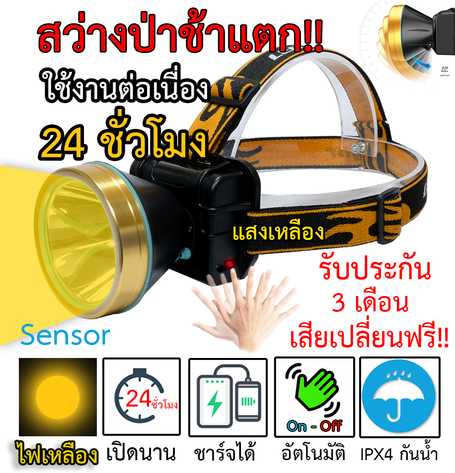 ไฟฉายคาดหัว แรงสูง LED 8000W 2in1 ไฟสว่าง 3 แบบ ไฟฉายเดินป่า ชาร์จได้ ไฟส่องกบ ไฟส่องหนู ไฟส่องสัตว์ ไฟฉายสวมหัว ใช้ต่อเนื่อง 24/40 ชั่วโมง