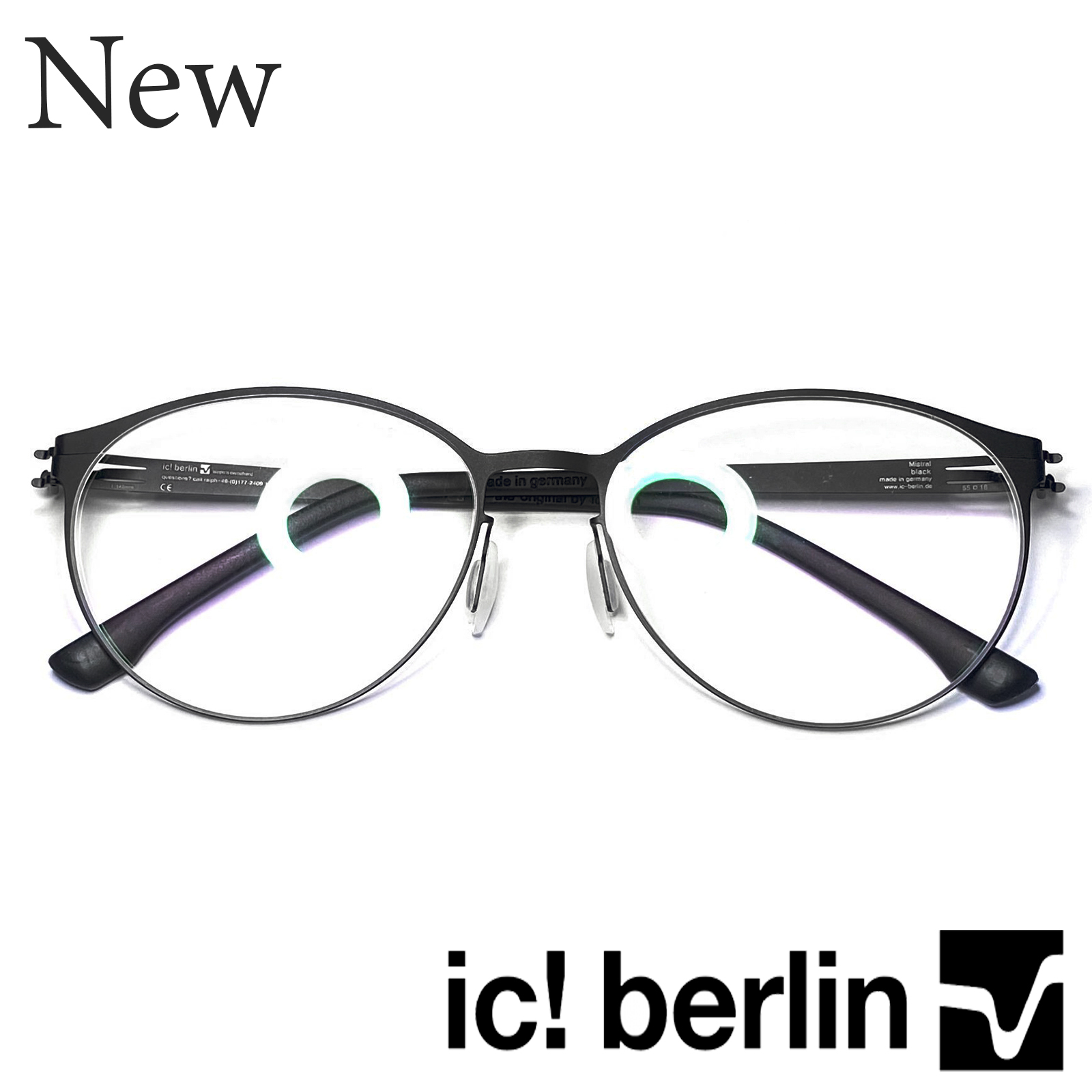IC กรอบแว่นตา สำหรับตัดเลนส์ แว่นตาชาย หญิง Fashion รุ่น Mistral 44 สีดำ กรอบเต็ม ทรงรี ขาไม่ใช้น็อต ถอดได้ วัสดุ Stainless Steel น้ำหนักเบา