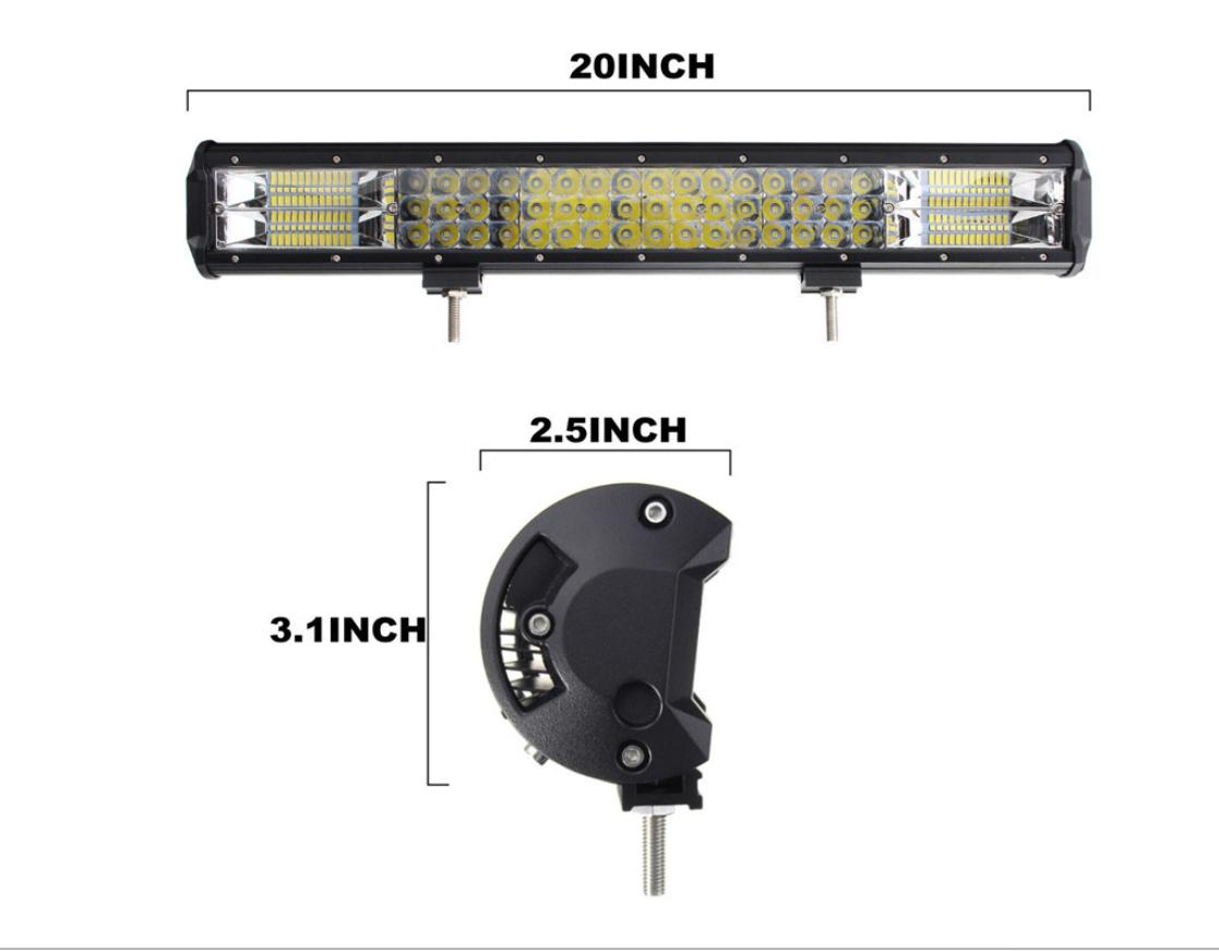 LED LIGHT BAR TRI ROW SPot FLOOD BEAM ไฟรถยนต์บาร์ยาว ไฟหน้ารถ ไฟรถส่องสว่าง 288W ขนาด 20 นิ้ว รุ่น SuperBright เเสงขาว จำนวน 1 ชิ้น