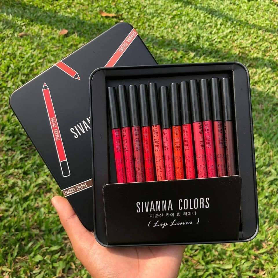 SH907 ดินสอเขียนขอบปาก SIVANNA Lip Liner 12 แท่งพร้อมกล่องเหล็ก