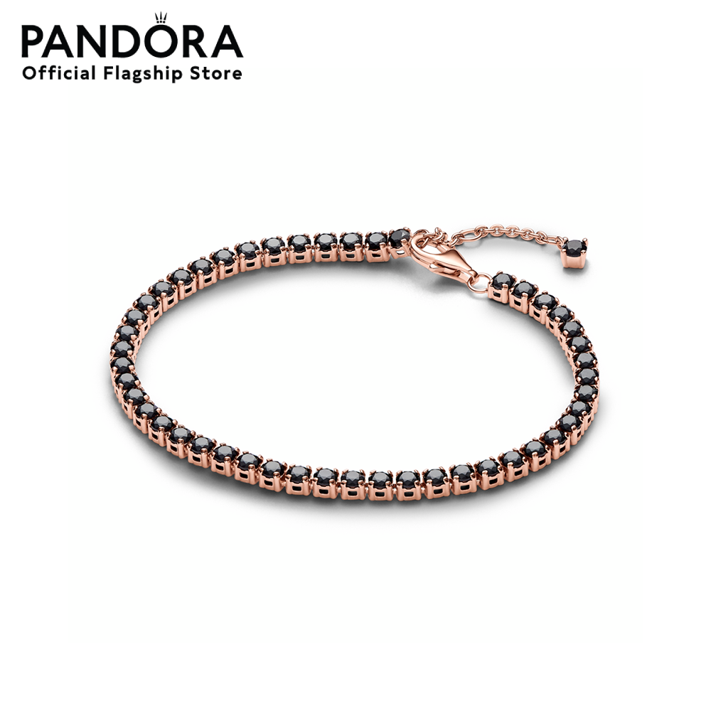 Pandora 14k Rose gold-plated bracelet with black crystal ราคา 7,320 บาท*ส่งฟรี