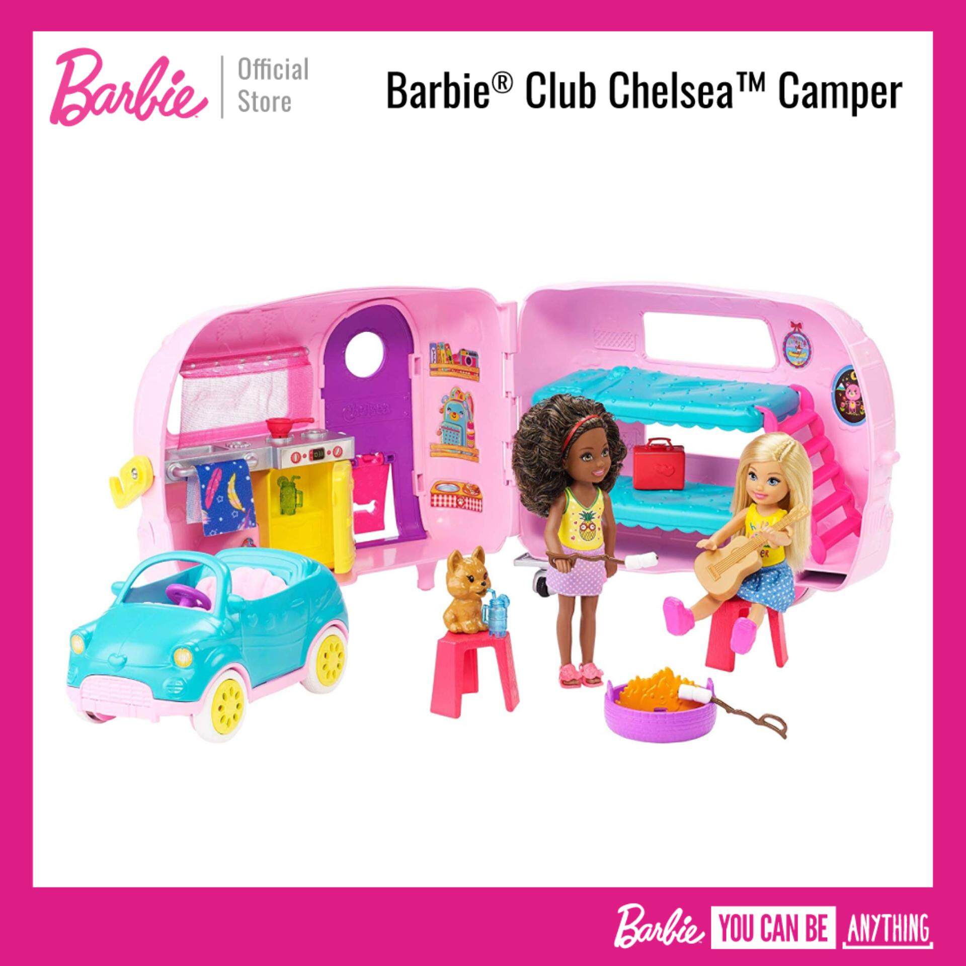 Barbie® Club Chelsea™ Camper ตุ๊กตา บาร์บี้ เชลซี รถบ้าน บ้านตุ๊กตา แคมป์ปิ้ง ของเล่น ของเล่นเด็ก. 