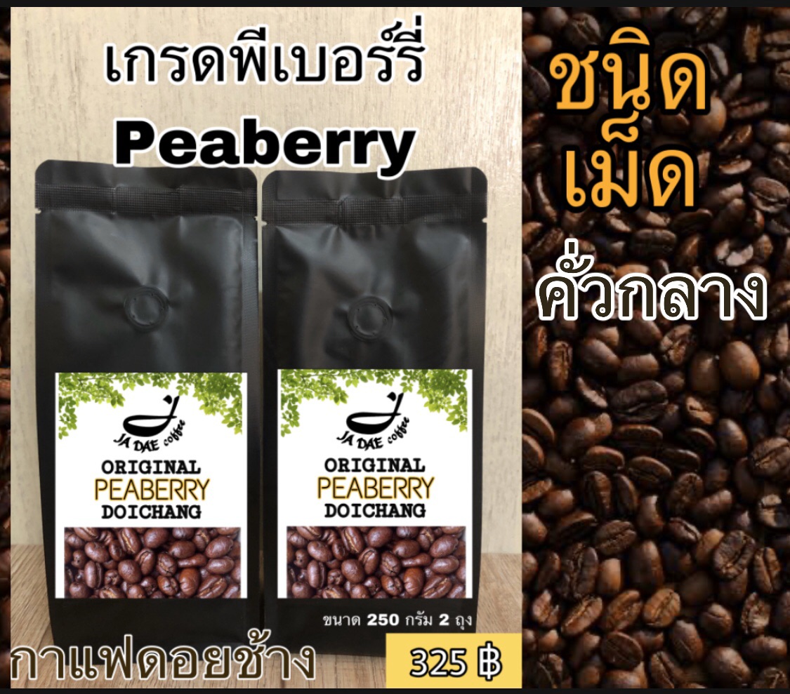 กาแฟคั่วสด ดอยช้าง ( เกรดพีเบอร์รี่ ) คั่วกลางชนิดเม็ด ส่งตรงจากเกษตรกร ขนาด 500 g. Doichang Peaberry Grade Medium Roasted ( Beans ) ราคา 325 บาท*ส่งฟรี