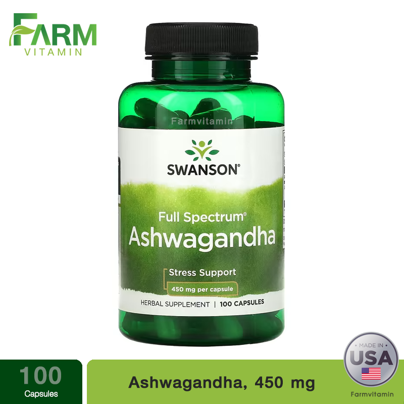Swanson, Ashwagandha, 450 mg, 100 Capsules ราคา 490 บาท*ส่งฟรี