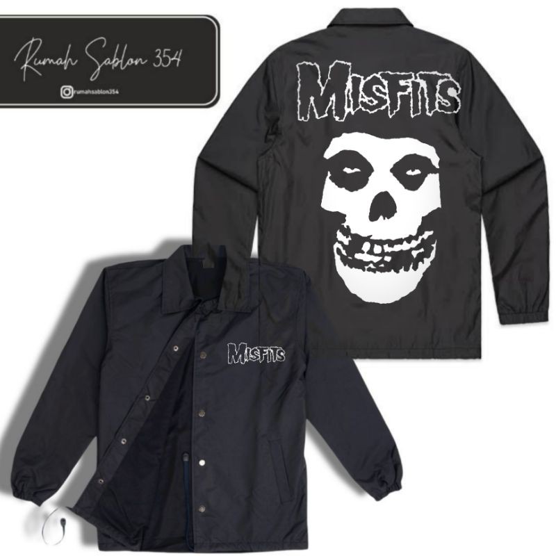 เสื้อแจ็กเก็ตโค้ช กันลม ลายโลโก้ MISFITS สีดํา และสีขาว สําหรับผู้ชาย และผู้หญิง ราคา  2,645 บาท*ส่งฟรี