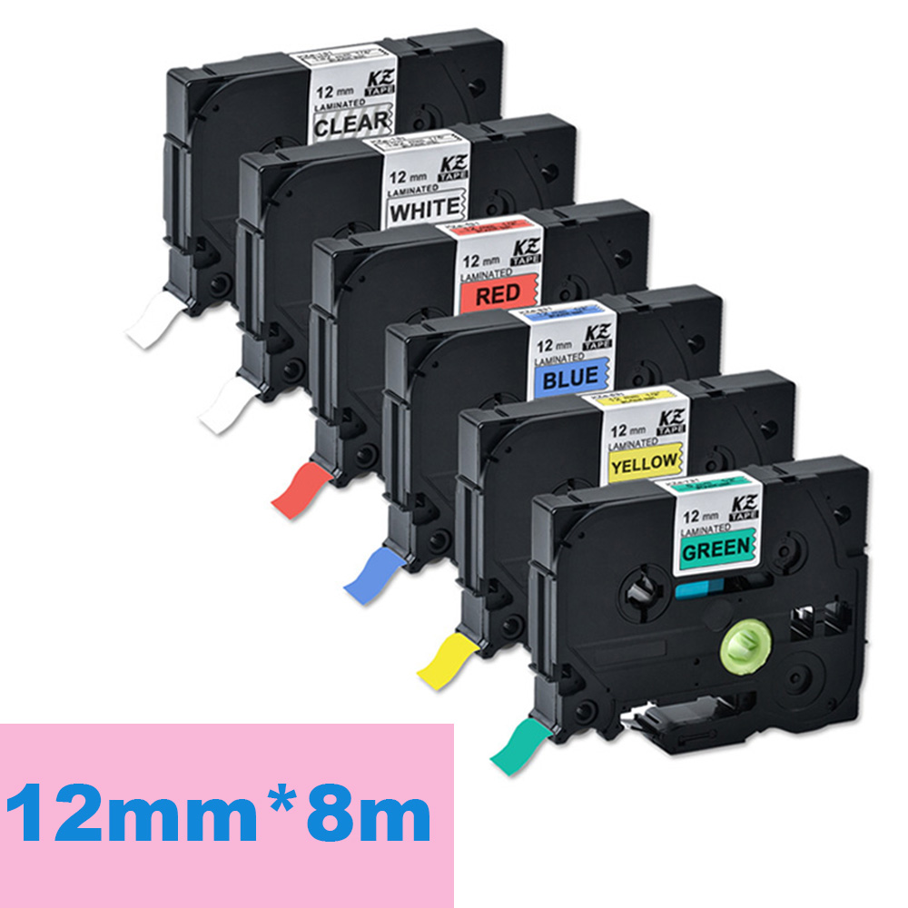[จัดส่งทั่วไทย] 6 Packs Combo Set 12mm Tze131 Tze231 Tze431 Tze531 Tze631 Tze731 Label Tapes for Brother P Touch Label Printer Tze-231 tz231 Compatible for P-Touch P Touch Label Maker Printer/ Labeling Tool Laminated Sticker Ribbon Cassette
