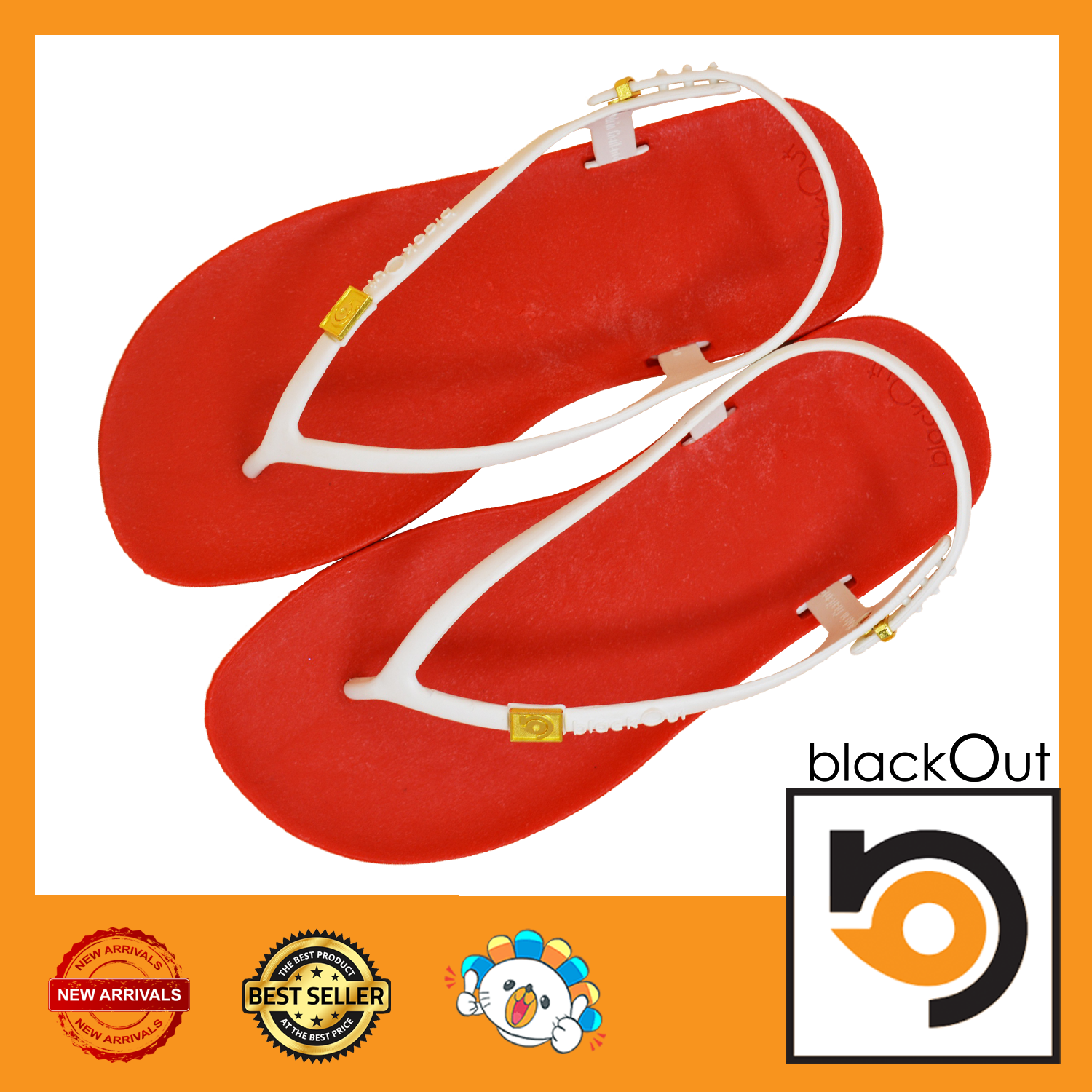 BlackOut Flipper Slingback / พื้นแดง(หูขาว) ราคา 360 บาท*ส่งฟรี