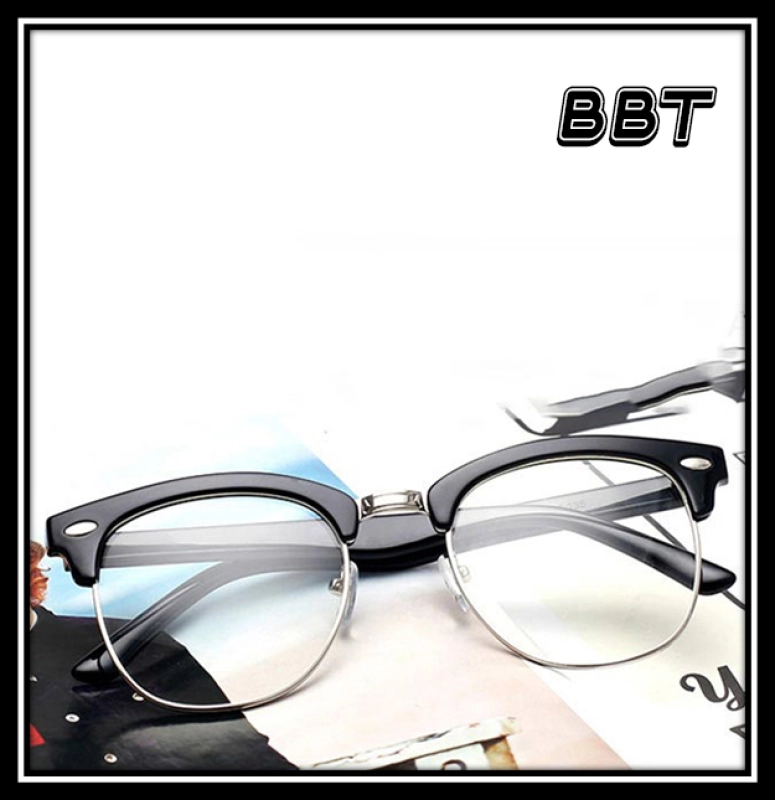 ภาพหน้าปกสินค้าBBT แว่นตาเลนส์ใส สีเงิน แฟชั่นมาแรง สไตล์วินเทจ สำหรับผู้ชาย/ผู้หญิง ANTI-S