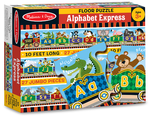 [27ชิ้น] รุ่น 4420 จิ๊กซอว์จัมโบ้รุ่นรถไฟตัวอักษร A-Z Melissa & Doug Alphabet Express Floor Puzzle - 27 Pcs รีวิวดีใน Amazon USA ขนาดยาว 3 เมตร ชิ้นเท่าฝ่ามือ ของเล่น