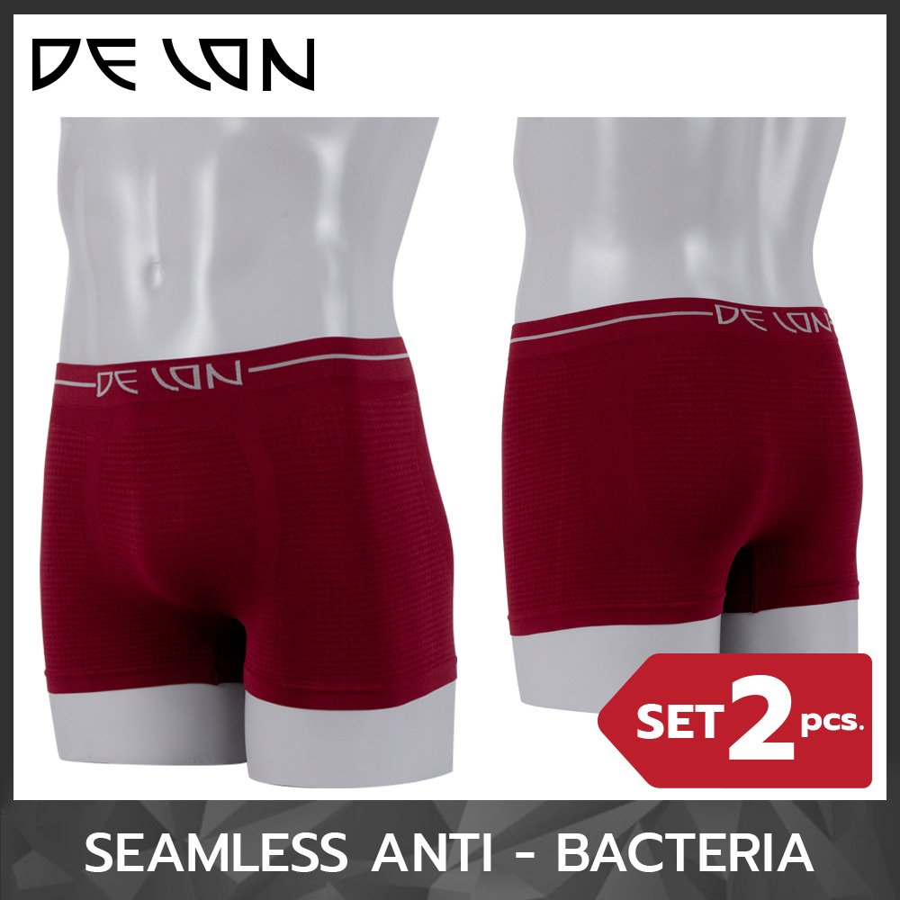 DELON ( 2 ตัว ) *** สินค้าขายดี กางเกงใน ชาย ไร้ตะเข็บทอทั้งตัว Seamless : แอนตี้แบททีเรีย AU53037 ทรงขาสั้น Trunks set 2 ตัว