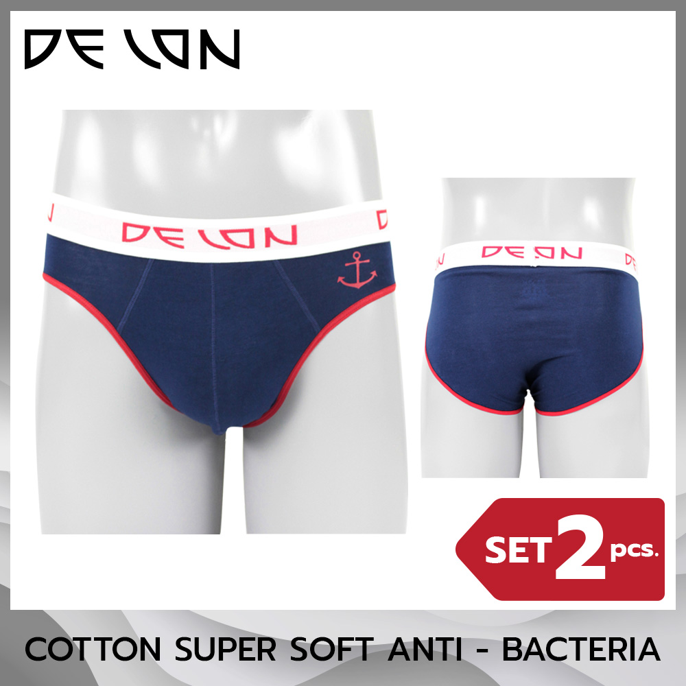 DELON Super Soft  2 ตัว /กางเกงในชาย บิกินนี /ผ้าคอตตอน /AU53024 / Anti - Bacteria / แอนตี้ แบคทีเรีย กางเกงใน ชุดชั้นในชาย กางเกงในผู้ชาย