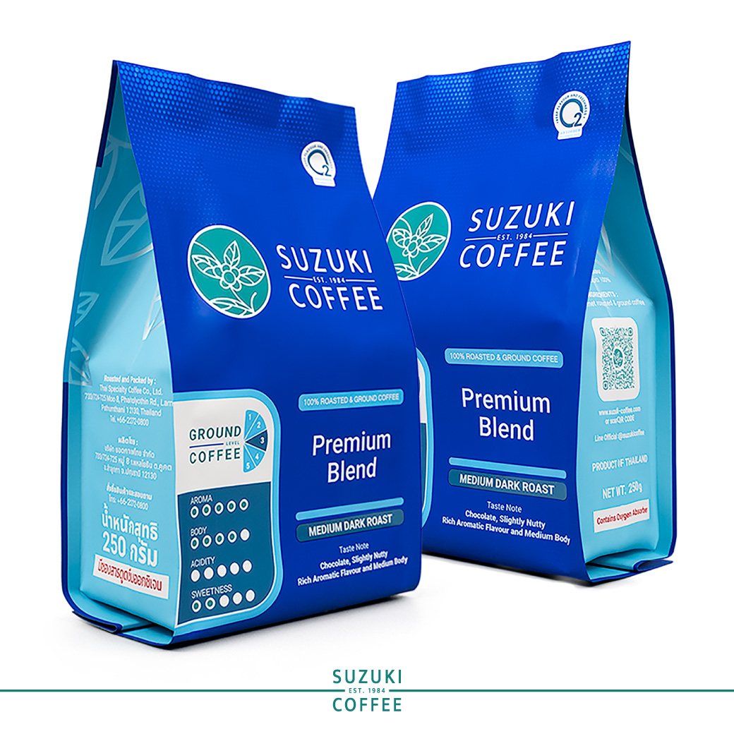 (แพ็คคู่) SUZUKI COFFEE คั่วเข้ม Premium Blend กาแฟคั่วบด ราคา 627 บาท*ส่งฟรี