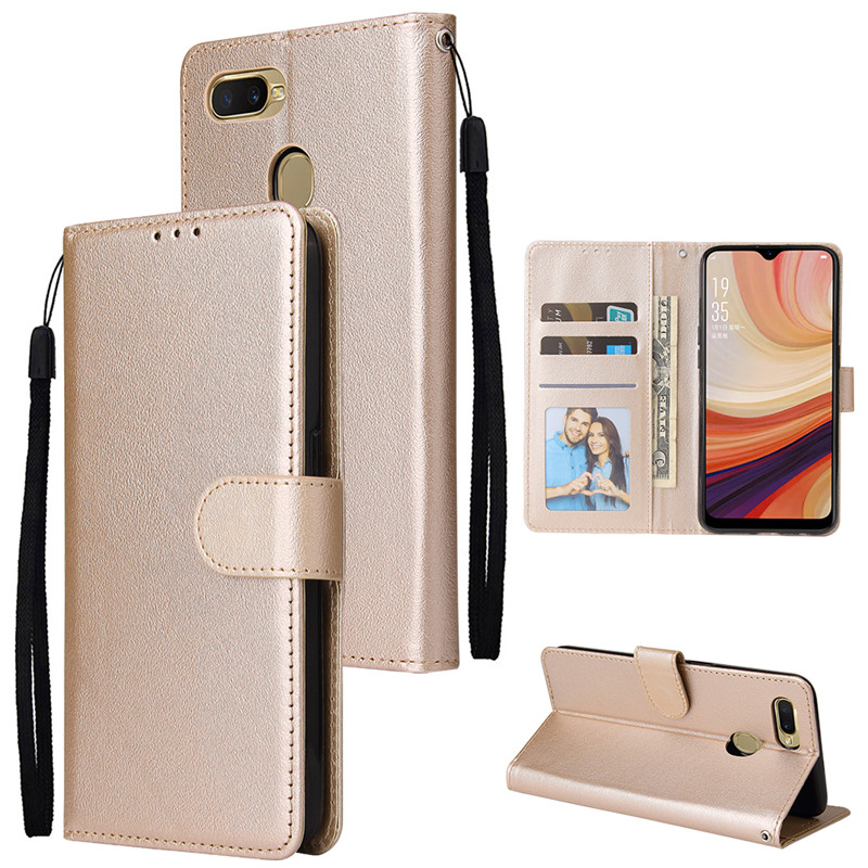 AGOWILสำหรับ OPPO A7/A5S/A12/A53 2020/A8/A31 มัลติฟังก์ชั่นสามการ์ดกรอบรูปช่องใส่การ์ดกระเป๋าสตางค์หนังแบบพับได้เคสโทรศัพท์
