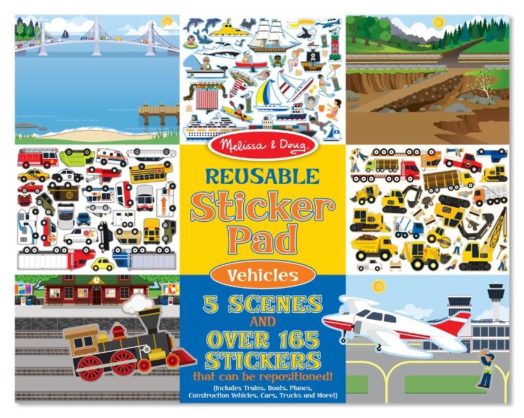 [165ชิ้นรียูส] รุ่น 4199 สติกเกอร์รียูสซาเบิลรุ่นยานพาหนะ Melissa & Doug Reusable Sticker Pad Vehicles 165 Pcs รีวิวดีใน Amazon USA มาพร้อมฉาก5 ฉาก ของเล่น มาลิซ่า 3 ขวบ