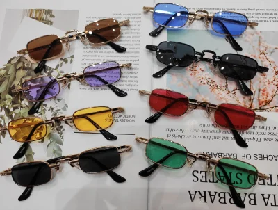 Color lens sunglasses retro glasses unisex rectangular lens