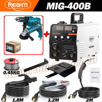 REAIM ตู้เชื่อม MIG ไม่ใช้แก๊ส 400A รุ่น MIG-400B ปรับได้ 3 ปุ่ม แถมฟรี! ลวดเชื่อม 0.45กก. และอุปกรณ์ครบชุด พร้อมใช้งาน