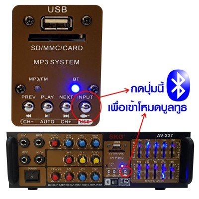 ดูภาพ เครื่องแอมป์ขยายเสียง 1600 W amplifier Bluetooth เครื่องเสียง SKG รุ่น 227 พร้อมส่ง เพิ่มเติม เครื่องแอมป์ขยายเสียง 1600 W amplifier Bluetooth เครื่องเสียง SKG รุ่น 227 พร้อมส่ง