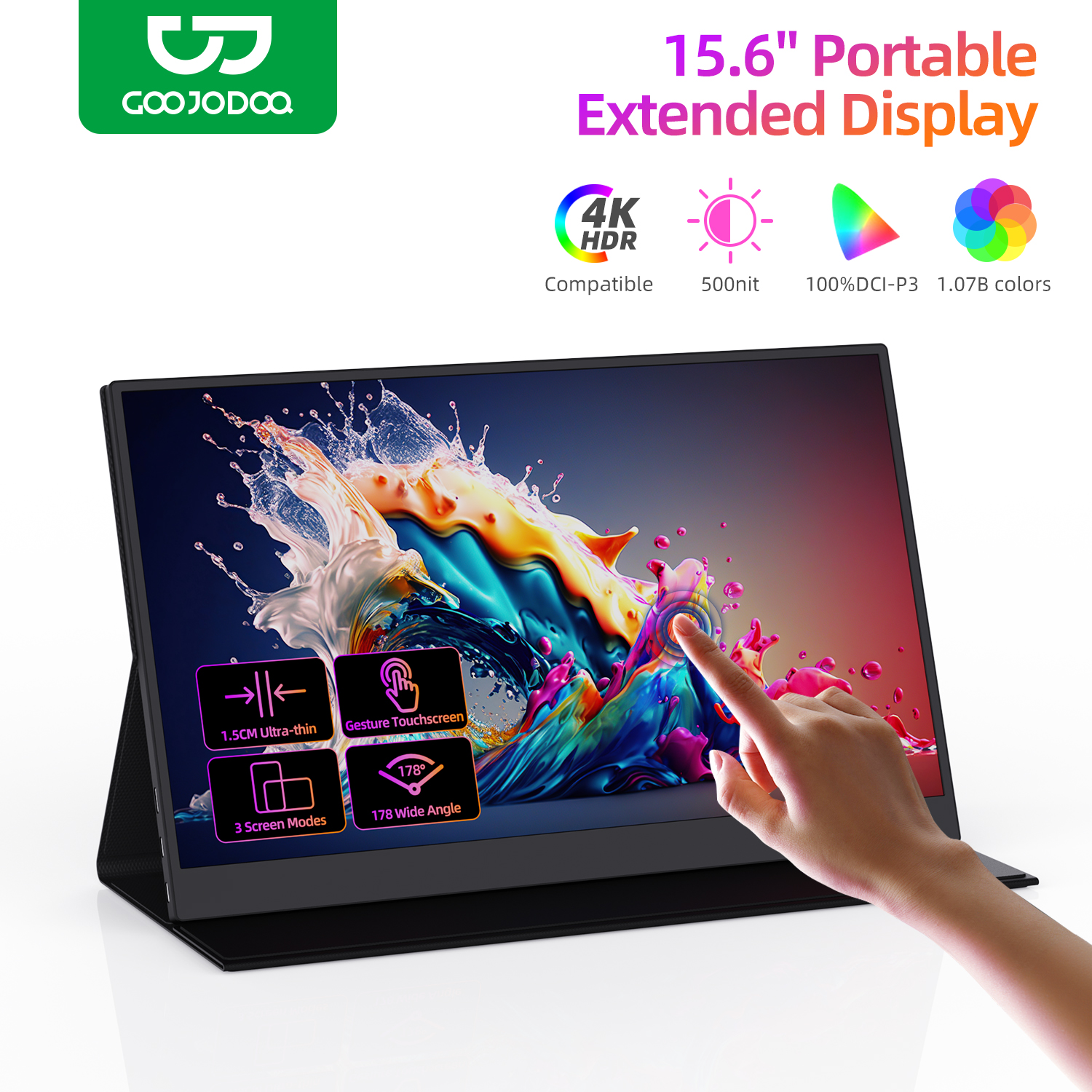 GOOJODOQ portable screen display monitor มอนิเตอร์ แบบพกพา สําหรับแล็ปท็อป 15.6 นิ้ว 1920*1080P FHD IPS USB-C HDMI สําหรับ iPad Laptop PC Mac Phone Xbox Switch PS4 ราคา 3,299 บาท*ส่งฟรี
