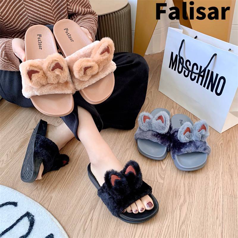 Falisar 1768-2 women's fur slippers ราคา 91 บาท*ส่งฟรี
