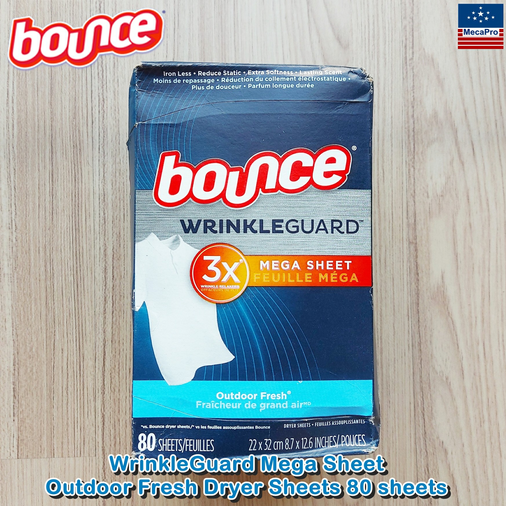 Bounce® WrinkleGuard Mega Sheet Outdoor Fresh Dryer Sheets แผ่นอบผ้า แผ่นใหญ่ขึ้น ลดรอยยับ กลิ่นหอมสดชื่น ราคา 821 บาท*ส่งฟรี