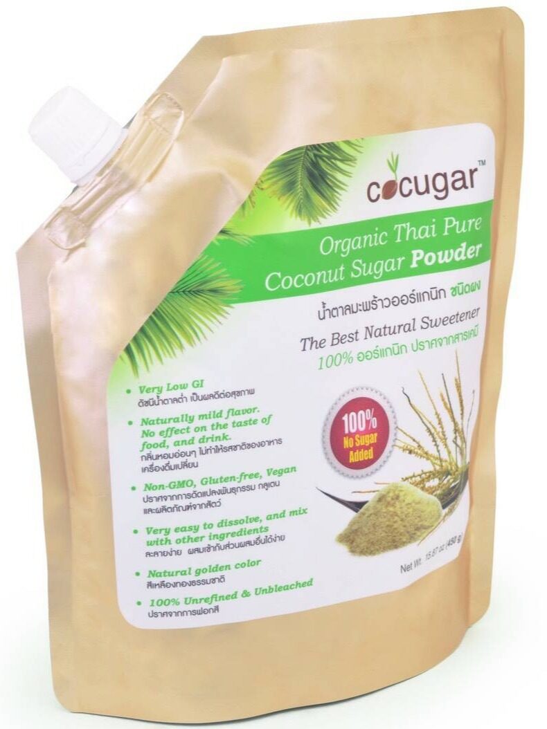 น้ำตาลดอกมะพร้าวออร์แกนิค พรีเมี่ยม (ชนิดผง) 450g. USDA Certified Organic Coconutsugar Powder ดัชนีน้ำตาลต่ำ ปลอดภัย สามารถทานได้ระยะยาว มีใบรับรองออร์แกนิค