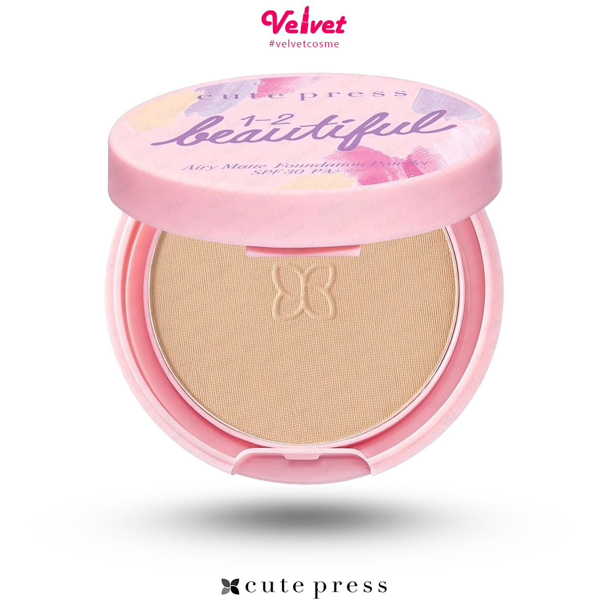 CUTE PRESS แป้งผสมรองพื้น 1-2-BEAUTIFUL AIRY MATTE FOUNDATION POWDER SPF 30 PA+++