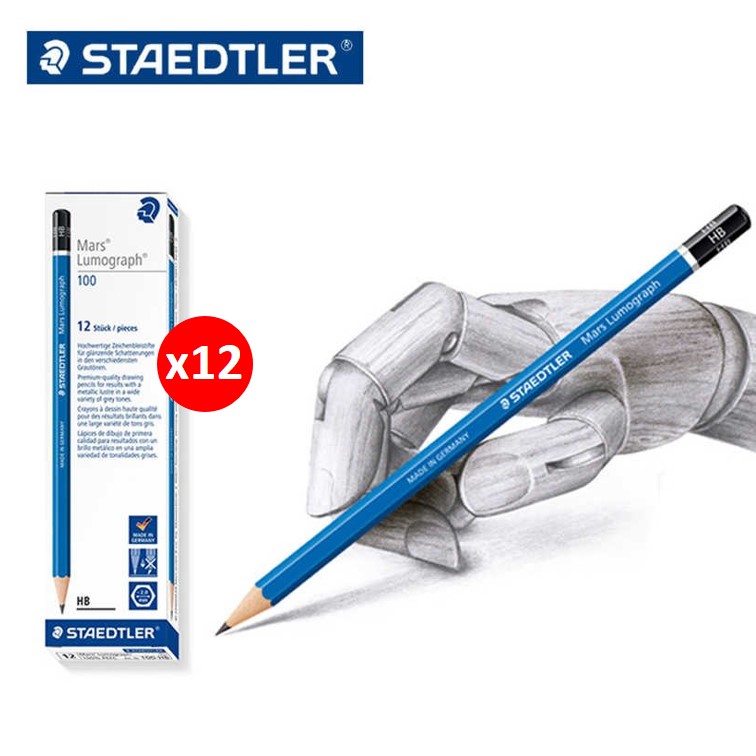 ดินสอไม้สเตดเล่อร์ staedtler รุ่น lumograph สำหรับเขียนแบบ ทำข้อสอบ (ยกกล่อง 12 แท่ง) 2B-EE pencils
