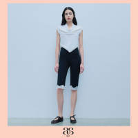 [asv rs26] Zuri Capri Pants กางเกงผู้หญิงทรงห้าส่วน เข้ารูป แต่งดีเทลลูกไม้ กระเป๋าหลัง ซิปข้าง