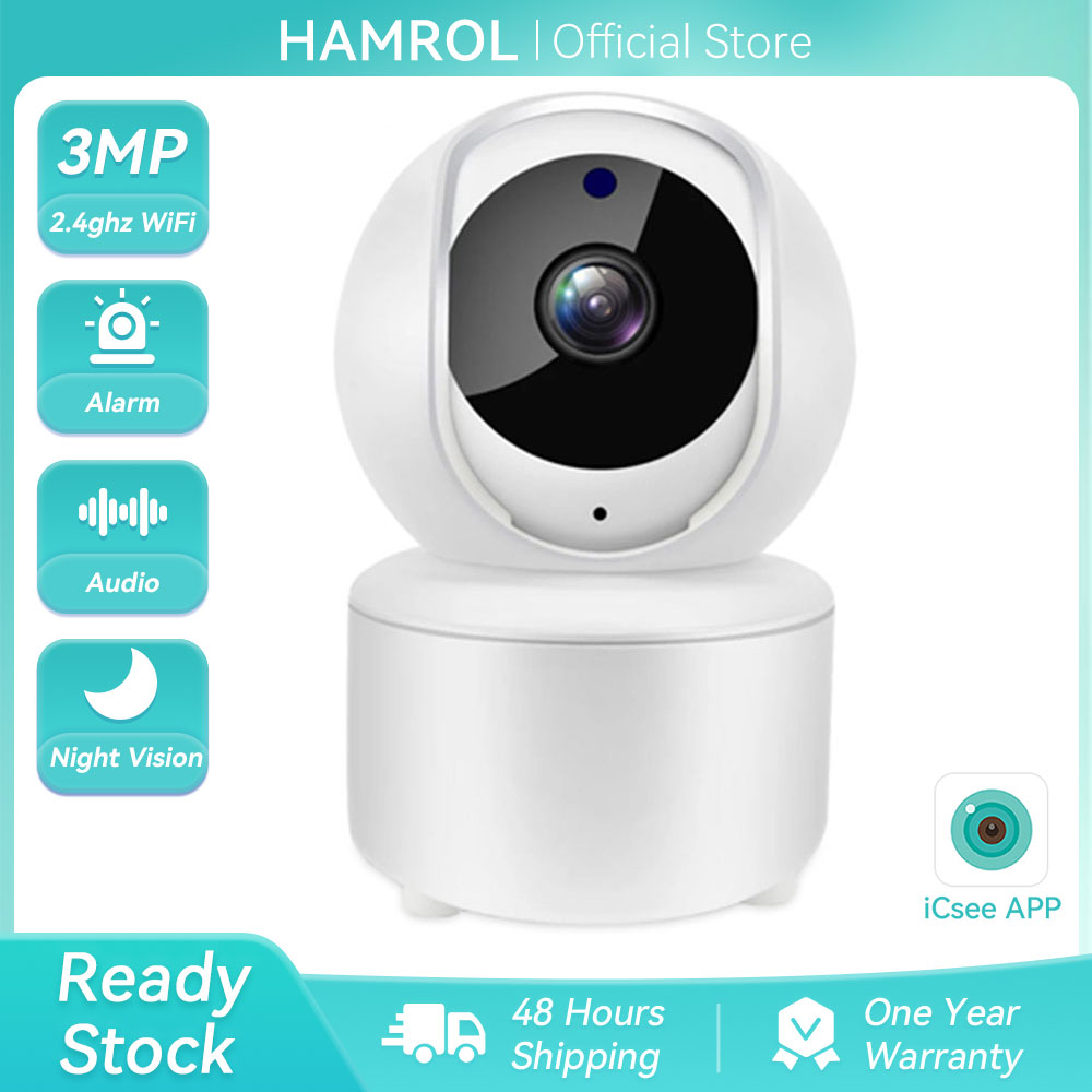 Hamrol 3Mp Hd Wifi Ip Camera 1080P Wireless Smart Home Cctv Security Ptz Camera Auto Tracking 5X Digital Zoom Baby Monitor Icsee App ราคา 804 บาท*ส่งฟรี