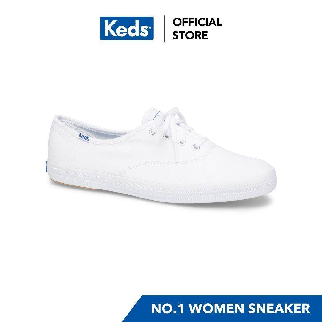 รองเท้า KEDS WF34000 CHAMPION ORIGINALS WHITE รองเท้าผ้าใบผู้หญิง รุ่นแชมเปียน ออริจินัลส์ แบบผูกเชือก สีขาว