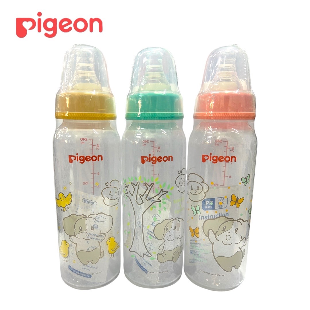 (แพ็ค2 ฟรี1) Pigeon พีเจ้น ขวดนมคอแคบ RPP ลาย HOWAPIPI จุกมินิ 4ออนซ์ และ 8ออนซ์