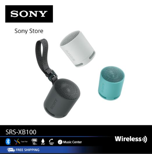 ลำโพงบลูทูธไร้สาย ลำโพงพกพาเสียงทรงพลัง Sony ลำโพงไร้สายแบบพกพา รุ่น SRS-XB100 ราคา 1,690 บาท*ส่งฟรี