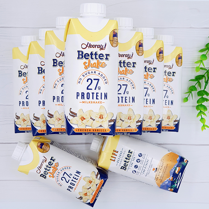 (12กล่อง) HOORAY Better shake milkshake High Protein  โปรตีนนม โปรตีนสูง นมโปรตีน WHEY + CASEIN - French Vanilla