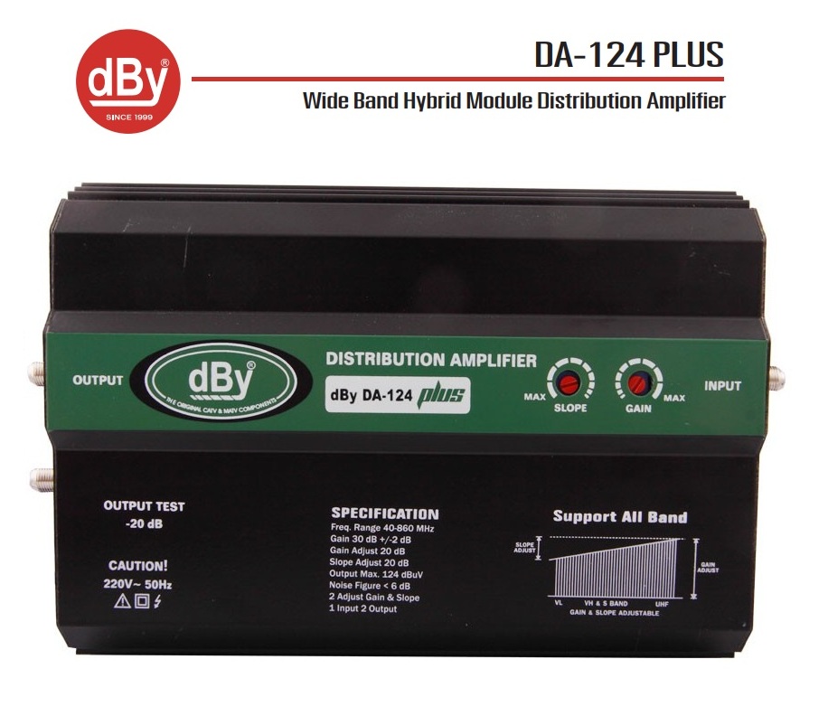 Booster ขยายสัญญาณRFระบบเคเบิ้ลทีวี(CATV, MATV) DBY DA-124PLUS ราคา 2,399 บาท*ส่งฟรี
