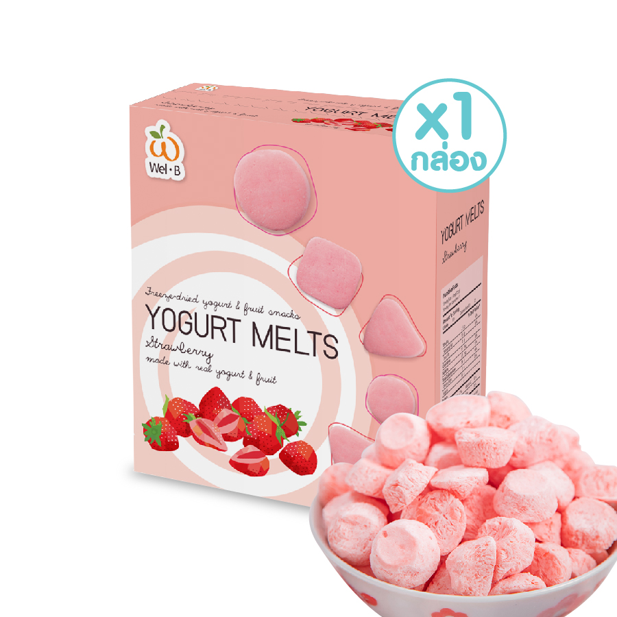 Wel-B Freeze-dried Yogurt Strawberry 25g. (โยเกิร์ตกรอบ รสสตรอเบอรี่ 25 กรัม) - ขนมเด็ก ฟรีซดราย โยเกิร์ตฟรีตดราย โยเกิร์ตกรอบ โยเกิร์ตเด็ก