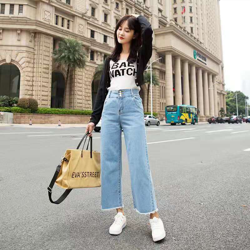 Fashion.shop.Aum2534 ✨ พร้อมส่ง ✨ ? กางเกงยีนส์แฟชั่นสไตล์เกาหลี ขากว้าง ทรงหลวม สวมใส่สบาย ?