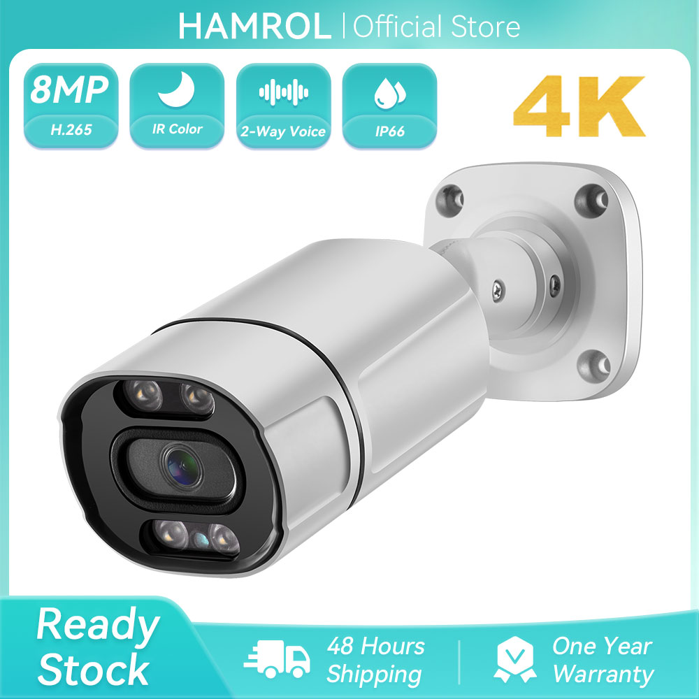 Hamrol 8Mp 5Mp 4Mp 2Mp Poe Ip Camera Waterproof Outdoor Camera Color Night Vision Security Cctv P2P ราคา 1,099 บาท*ส่งฟรี